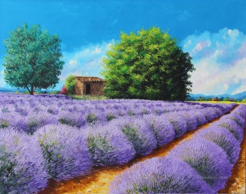Lavender lines garden Oil Paintings